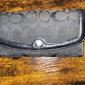 Coach Black and Silver Signature Wallet